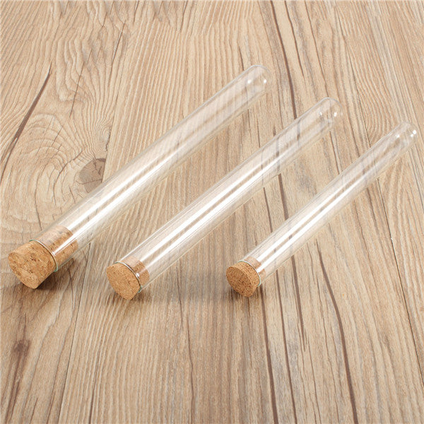 10Pcs Lab Glass Test Tube With Cork Stopper 20ml/35ml/50ml
