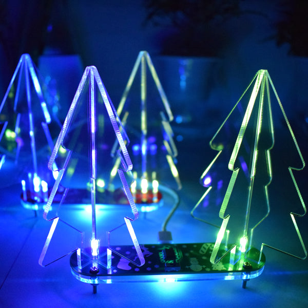 Geekcreit DIY Full Color Changing LED Acrylic 3D Christmas Tree Electronic Learning Kit