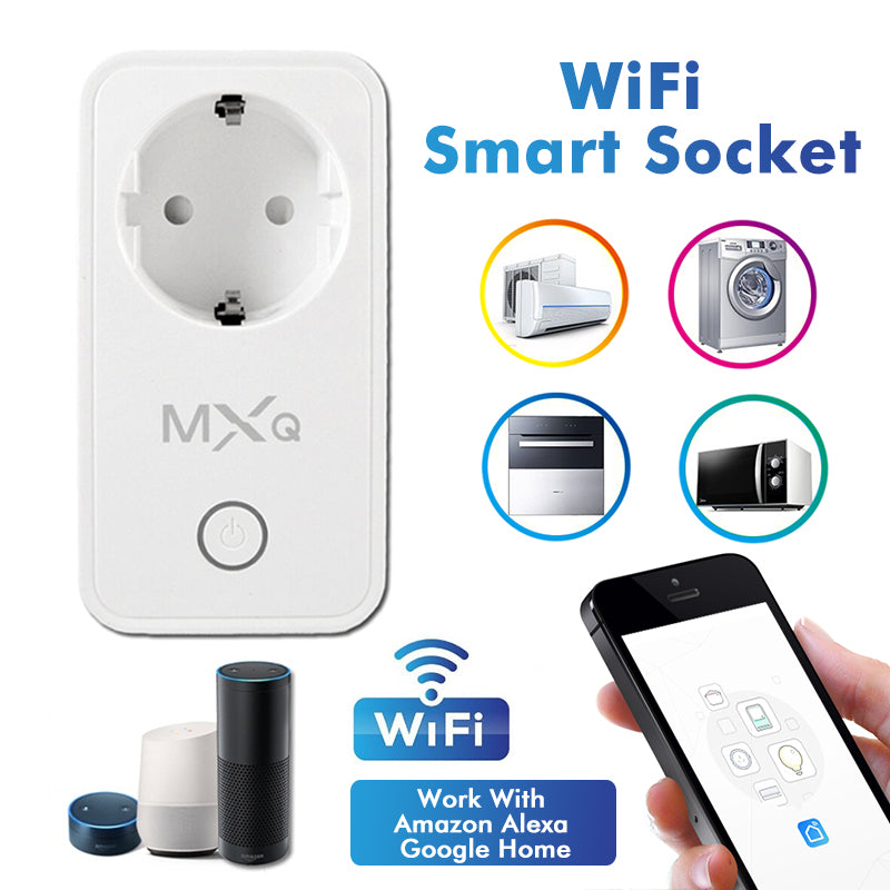 EU Plug Smart WiFi Socket Timer Switch Smart WiFi Socket APP Voice Control Work Household Supplies With Amazon Alexa Google