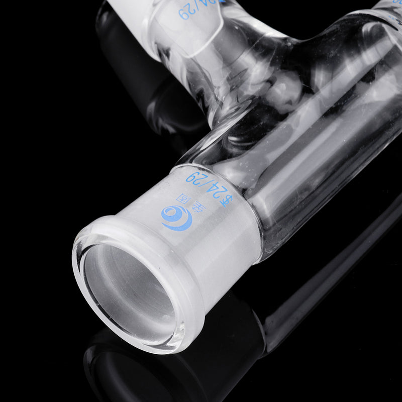 24/29 75 Degree Three-way Borosilicate Glass Distillation Adapter Connector Distilling Tube w/ Standard Ground Taper Joints