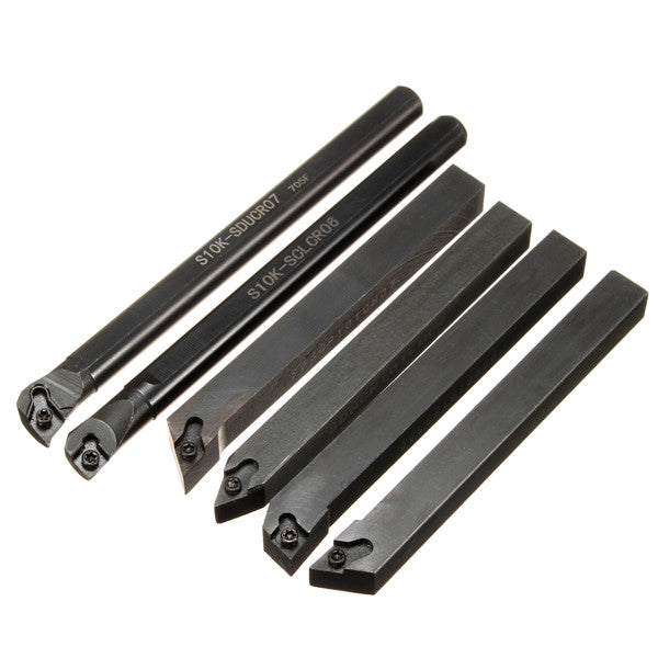 6Pcs 10mm Shank Lathe Indexable Boring Bar Turning Tool Holder Set