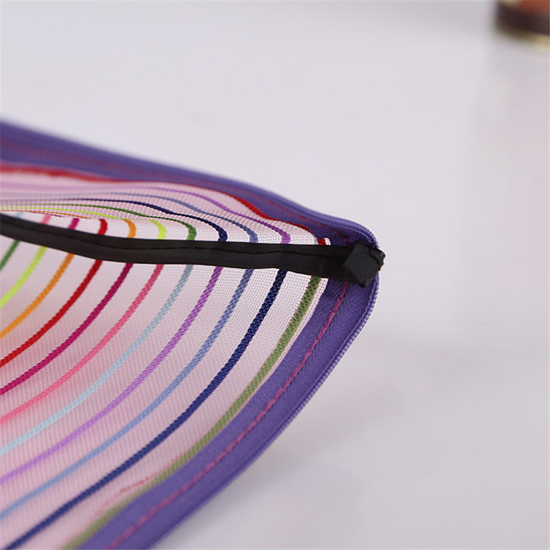 Mesh Zipper Pouch Set Rainbow Striped in 5 sizes B4/A4/B5/A5/B6 Travel Bags for Travel Bags Office Supplies Pencil Case