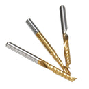 Drillpro 3.175mm Shank 12/15/17/22mm Single Flute End Mill Cutter Titanium Coated Spiral Drill Bit