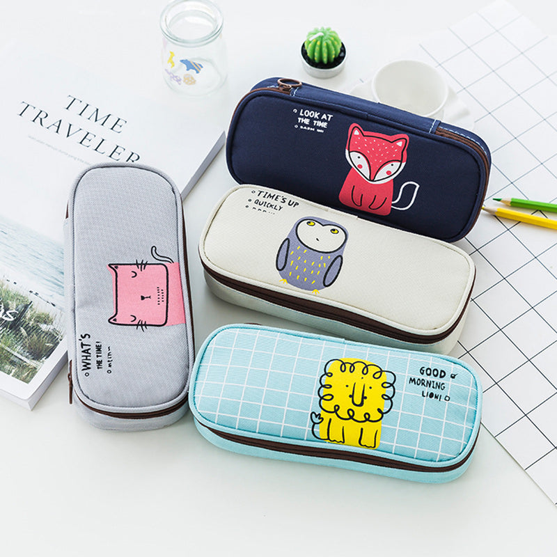 Creative Student Pencil Case Korea Pencil Bag Cute Lion Pencil Box Animal World Large Capacity Stationery School Supplies Pencil