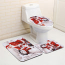 3Pcs/Set Bathroom Non-Slip Christmas Style Bathroom Carpet Rug Toilet Seat Cover Mat Set