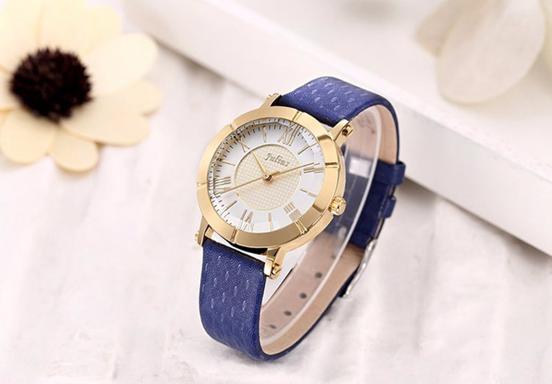 JULIUS 789 Fashion Luxury Leather Strap Ladies Student Quartz Watch
