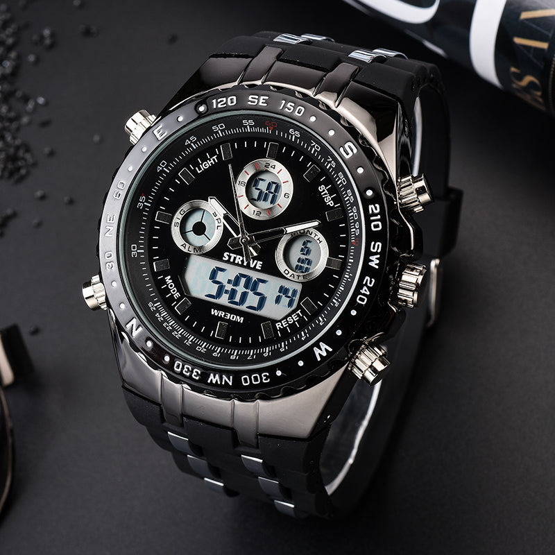STRYVE S8002 Dual Display Digital Watch Luminous Chronograph Stopwatch Calendar Alarm Outdoor Watch