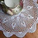 37cm Round White Pure Cotton Yarn Hand Crochet Lace Doily Placemat Tablecloth Decor