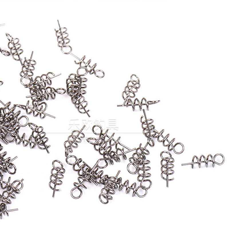 LEO 50pcs/pack 14mm 0.13g Stainless Steel Fishing Spring Probes Fishing Soft Lure Hook Connector