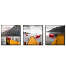 Miico Hand Painted Three Combination Decorative Paintings Red Boat Wall Art For Home Decoration