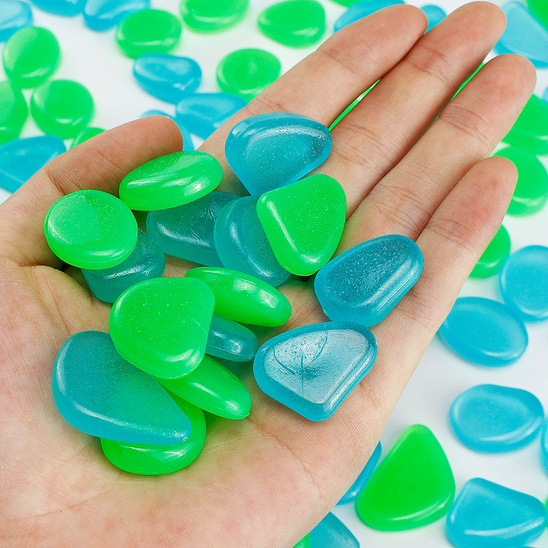 300Pcs Luminous Artificial Pebbles Stone Aquarium Fish Tank Garden Outdoor Decorations