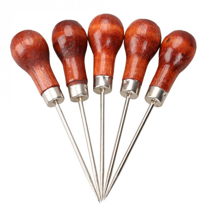 4mm Leather Cloth Overstitch Wheel with 5Pcs Awl Pin Sewing Hand Punch Hole Tool