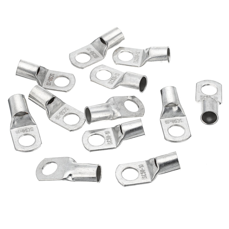 12 Pcs 1/0 AWG Copper Cable Lugs 3/8" Electrical Terminal Block Wire Connectors