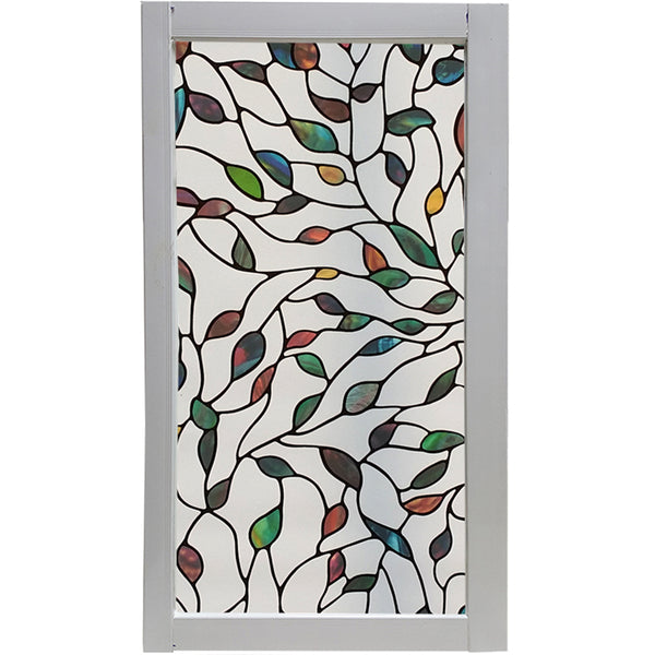 46x100cm Window Film Sticker Leaf Stained Glass Static DIY Home Decorations