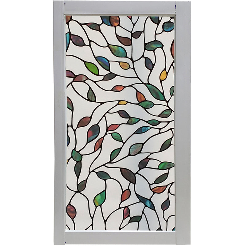 46x100cm Window Film Sticker Leaf Stained Glass Static DIY Home Decorations