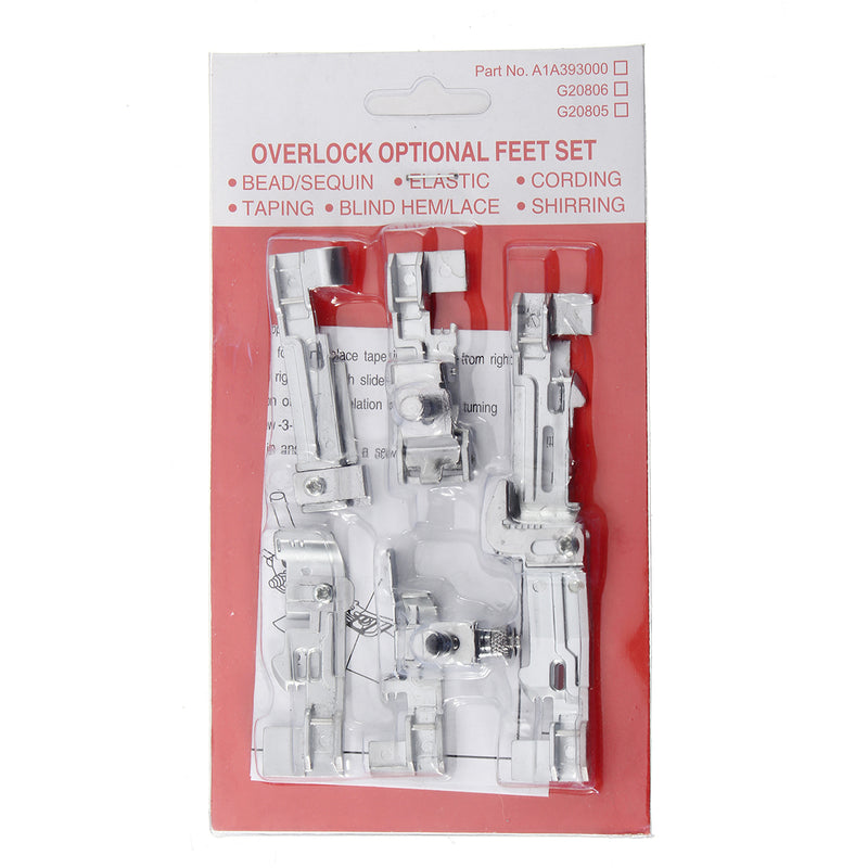 6pcs Presser Optional Overlock Feet Foot Pack for Juki Lock MO-50E MO-51E Sewing Tools