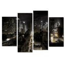 Miico Hand Painted Four Combination Decorative Paintings Dark Night City Street Wall Art For Home Decoration