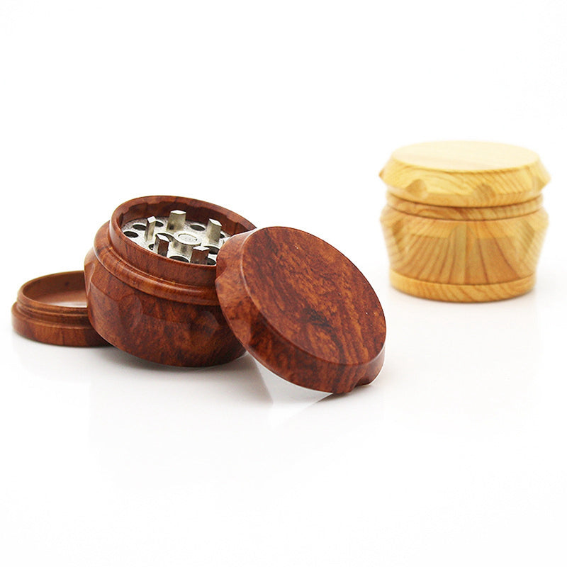 50x44mm Grinding Machine Resin Drum-shaped Lighter Imitation Wood Grain Herb Grinder