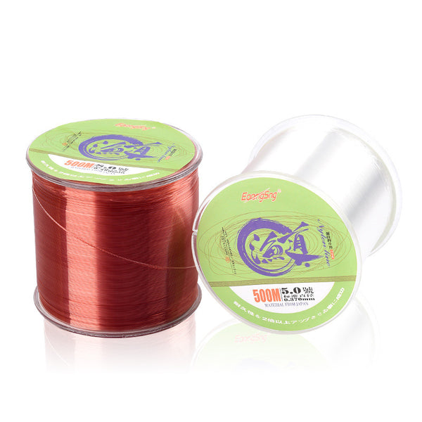 EOONGSNG 2.0 500m/pcs Nylon Fishing Line Monofilament Sleek Wear Resistant Fishing Line-Red/White