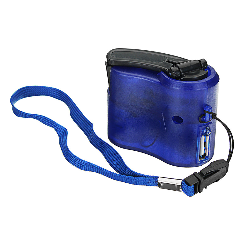 USB Hand Crank Power Generator Emergency Digital Display Phone Charger Manual Shake Charger Blue