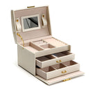 3 Layers Drawer With Mirror Velvet Jewelry Box Necklace Ring Storage Organizer Case
