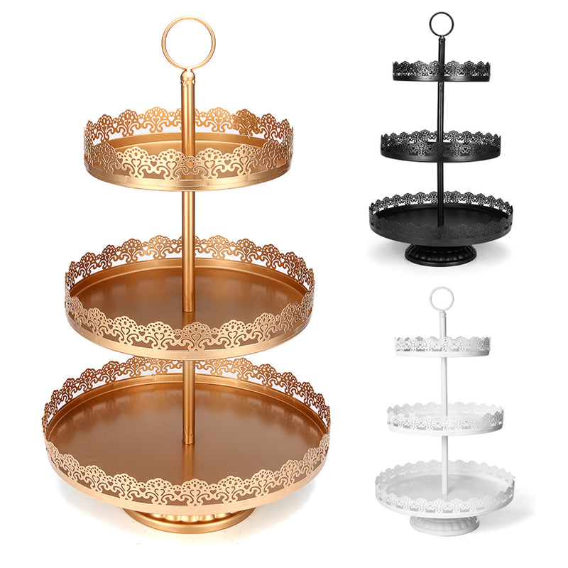 3-Tier Cupcake Stand Metal Cake Dessert Wedding Event Party Display Tower Plate Decorations