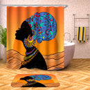 Waterproof African Baotou Woman Shower Curtains with 12 Hooks Bathroom Toilet Rug Mat Set
