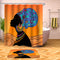 Waterproof African Baotou Woman Shower Curtains with 12 Hooks Bathroom Toilet Rug Mat Set