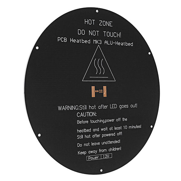 FLSUN 12V 180W 220*3mm Aluminum PCB MK3 Round Delta Rostock Heated Bed For 3D Printer