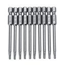 10pcs TT6-TT40 Torx Head Screwdriver Bit 75mm Hex Shank Power Drill Screwdriver Bits Set