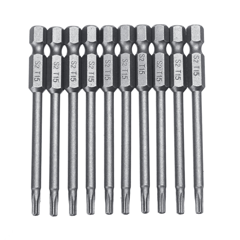 10pcs TT6-TT40 Torx Head Screwdriver Bit 75mm Hex Shank Power Drill Screwdriver Bits Set