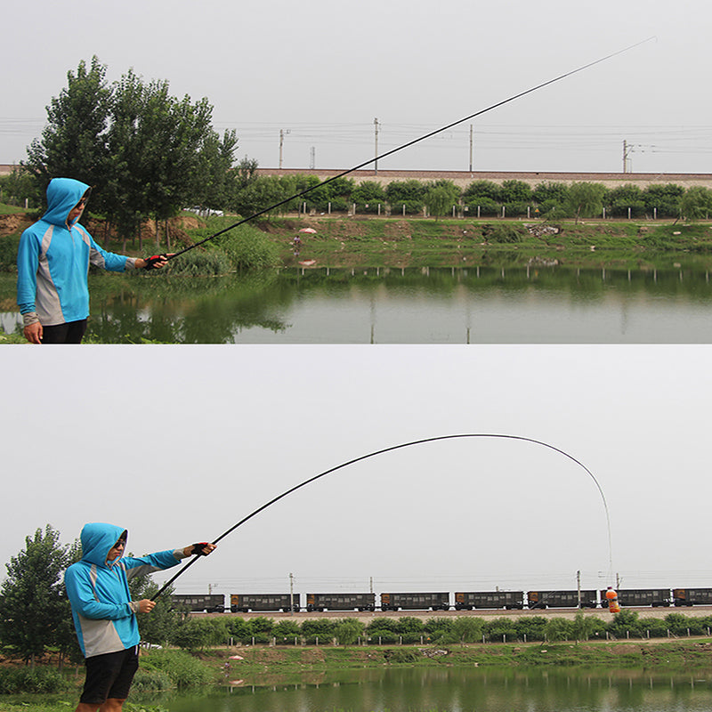 ZANLURE 2.7-7.2M Glass Fiber Black Stream Hand Pole Telescopic Spinning Freshwater Fishing Rod