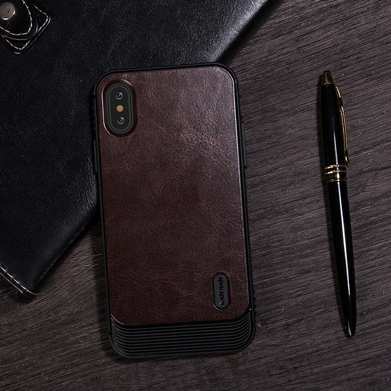 Retro Magnetic Absorption PU Leather Soft TPU Case for iPhone X