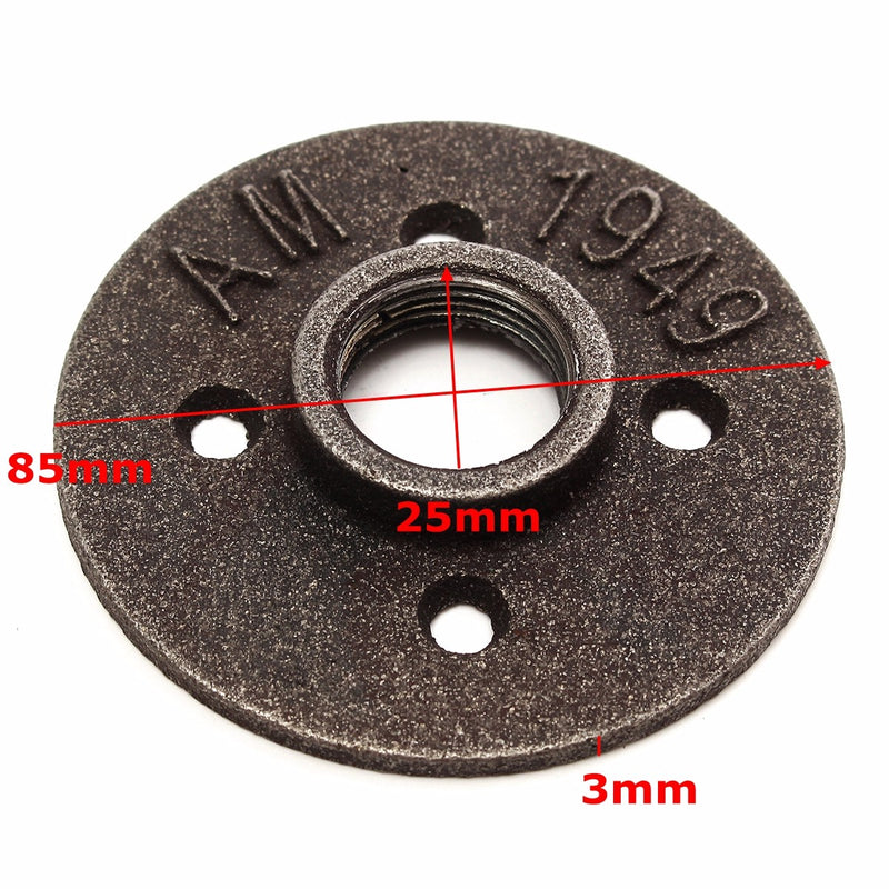 2pcs 3/4 Inch Black Malleable Iron Floor Flange Fitting Pipe NPT Antique Wall Flange Seat