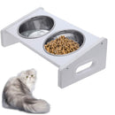 Raise Pet Bowls Cat Pet Food Water Bowl Stand Feeder w/ 2 Stainless Steel Bowls and Anti Slip Feet for Small Medium Cats and Dogs