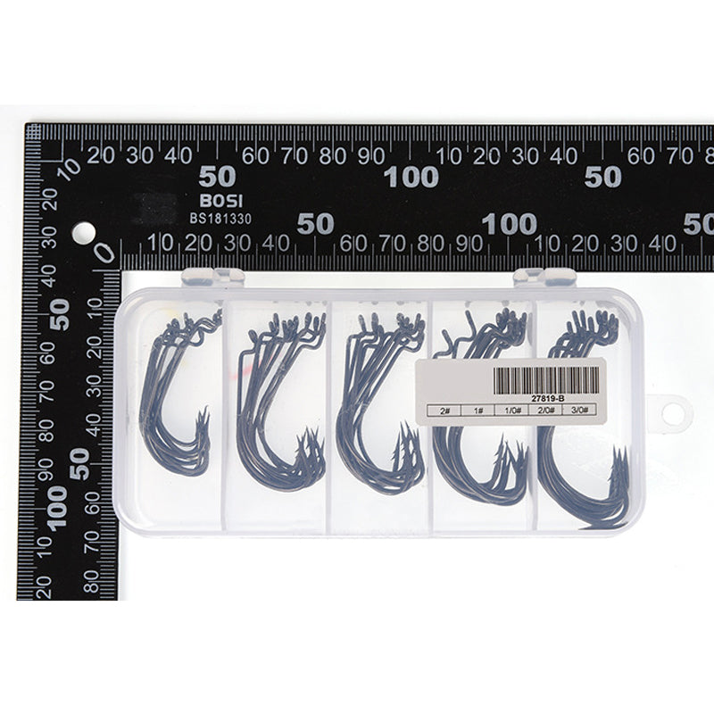 LEO 50pcs/lot 5 Sizes High-carbon Steel Fishing Hook Worm Frog Lure Hooks Bait Hooks With Box