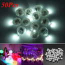 50 Pcs White Ball Lamps LED Light Paper Lantern Balloons Wedding Party Christmas Halloween Decor