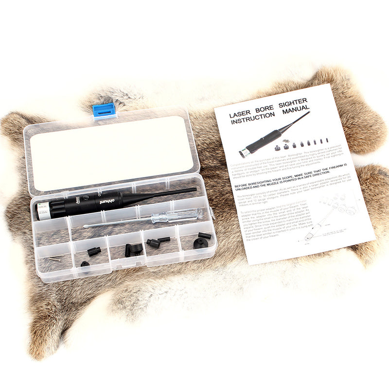 ohhunt Hunting Green Red Laser Pointer Boresighter Kits Green Red Dot Bore Sight with On Off Switch for .22 to .50 Caliber Riflescope