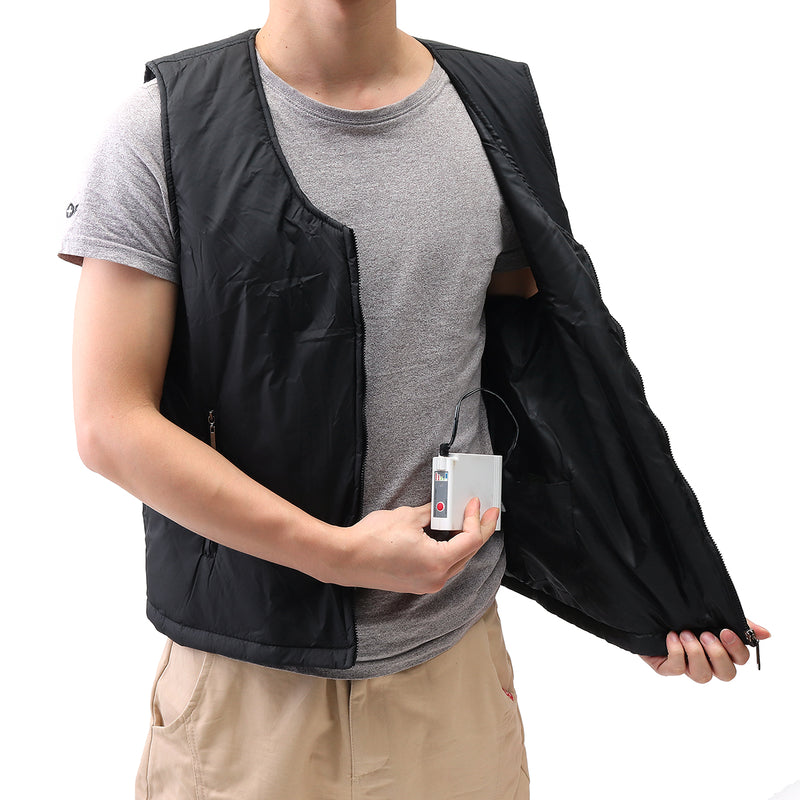 Electric Black Vest Heated Waistcoat Cloth Thermal Warm Pad Winter Body Warmer