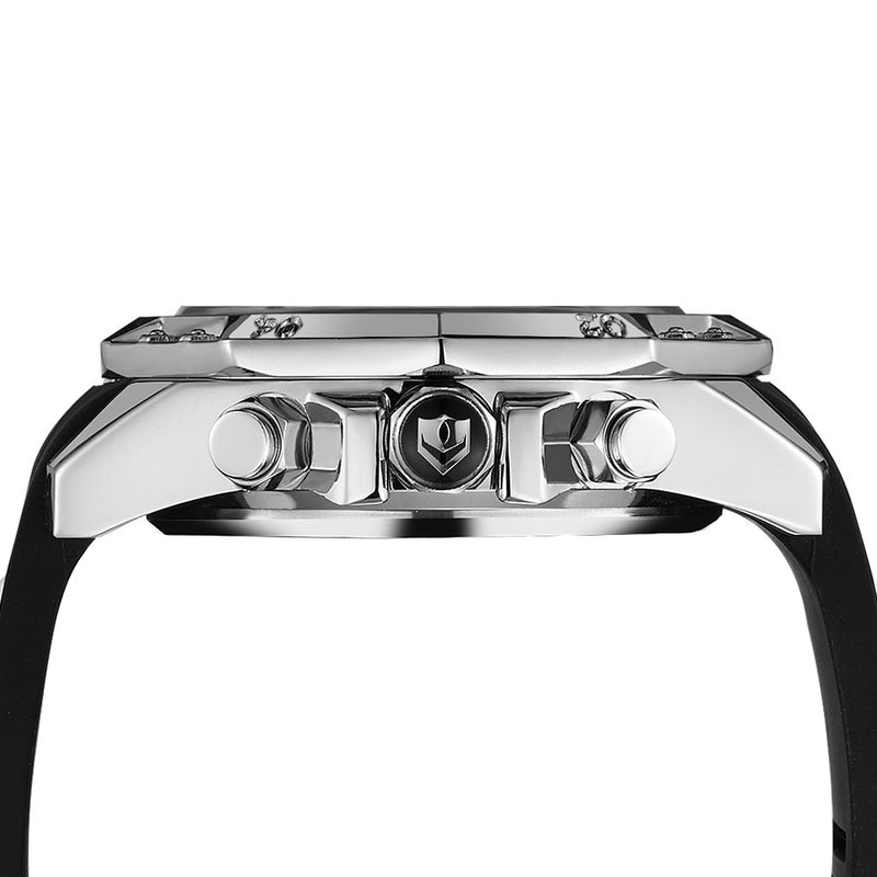 WEIDE 6406 Dual Display Digital Watch Calendar Alarm Luminous Watch Silver Case Men Sport Watch