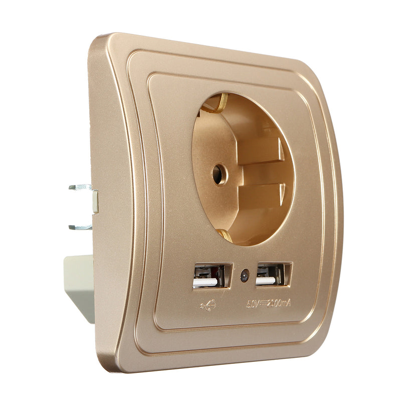 Excellway 1.5A/2A Dual USB Ports Wall Charger Power Adapter Socket Outlet Panel EU Plug Mount