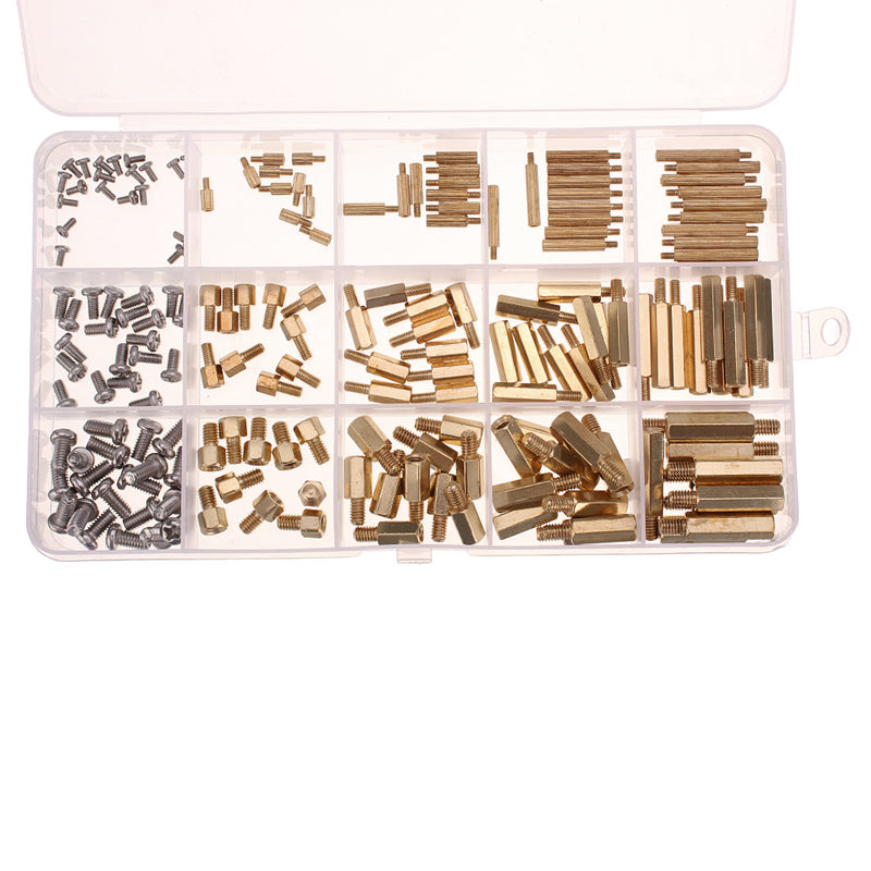 Suleve MXBH1 360Pcs M2/M3/M4 Male-Female Female-Female Knurled Brass Round Thread Hex Column Standoff Support Spacer Pillar for PCB Board