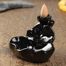 Lotus Backflow Incense Burner Holder Ceramic Glaze Fragrant Cone Censer Home Furnace Decor