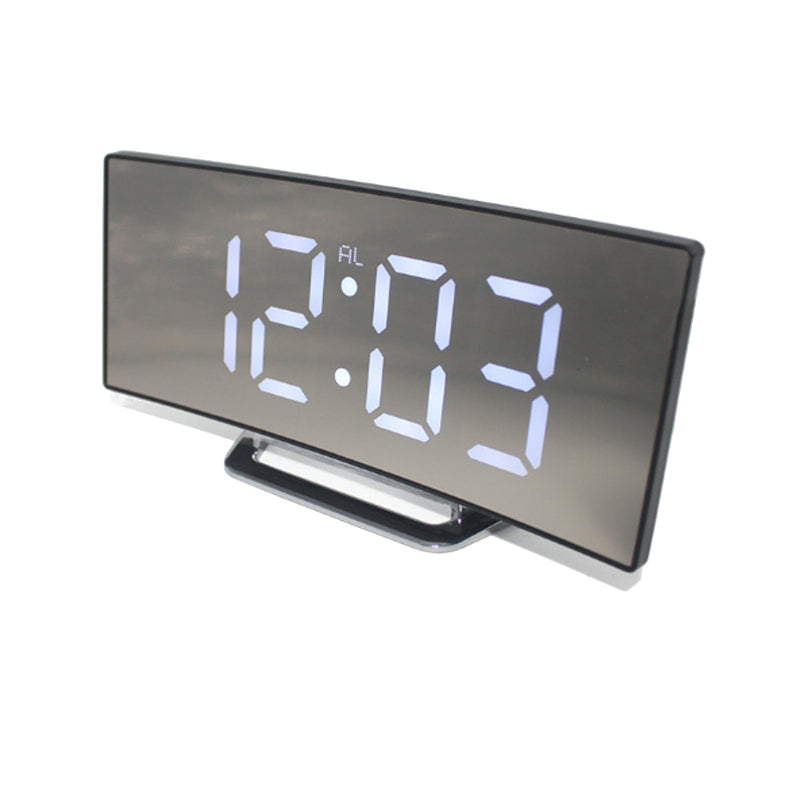 USB Rechargeable Mirror LED Alarm Clock Night Lights Thermometer Digital Clock