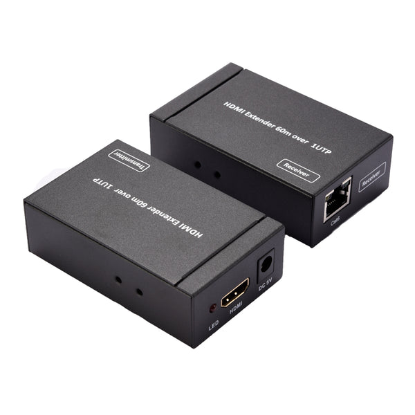 60M HD Cable Extender Sender Over Ethernet Cable HD Converter Receiver