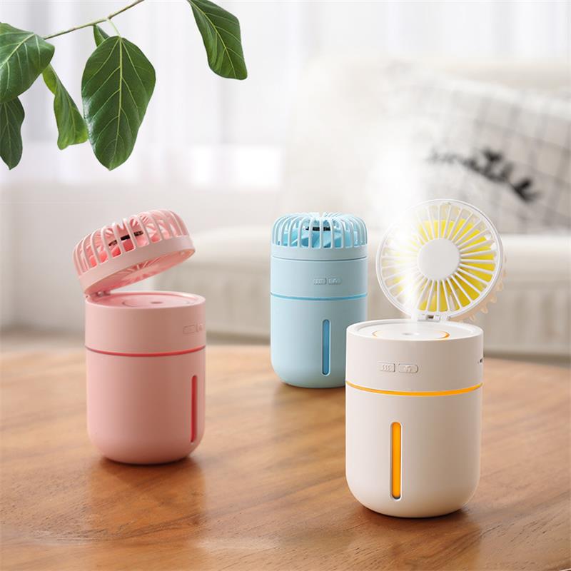 T9 Portable Creative Spray Humidifier Fan LED Light Fan 3 in 1 Handheld USB Mini Fans Summer Air Conditioning Cooler Office Desktop Fans
