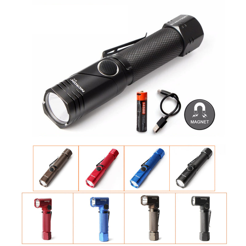 Nicron B74 XPL HD V5 480LM 4Modes Dimming Magnetic Tail 90 Adjustable Head Portable LED Flashlight