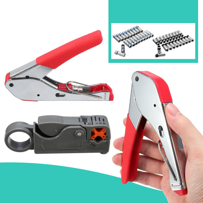 Coaxial Cable Clamper Stripping Clamper Set Net Clamper Set Combination Tool 20 F Connector Coaxial Tool Set Cable Wire Crimper Plier Stripper Compression Clamp