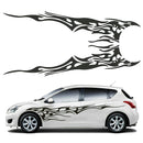 2Pcs 210.5x48cm DIY Flame Graphics Vinyl Car Side Stickers Decal Waterproof Black