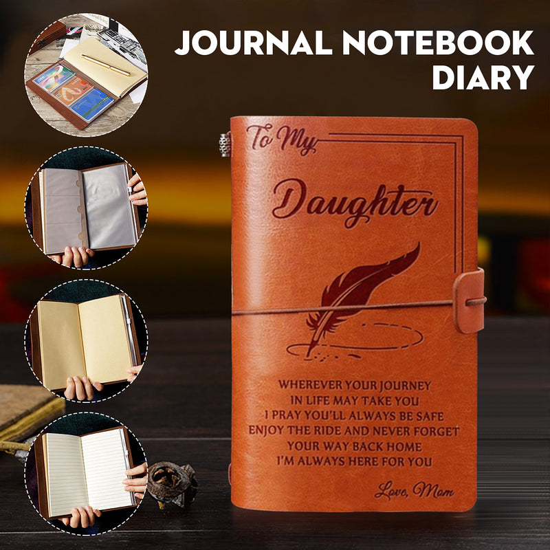 To My Daughter Where Ever Love Mom Engraved Leather Journal Notebook Diary Custom Message Quotes Gift Anniversary Birthday
